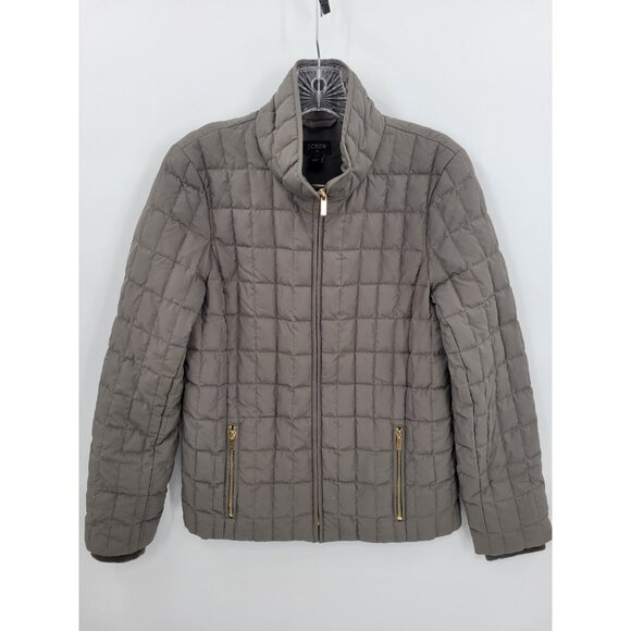 J. Crew Dark‎ Green Woman's Quilted Puffer Jacket Size Small - Picture 1 of 7